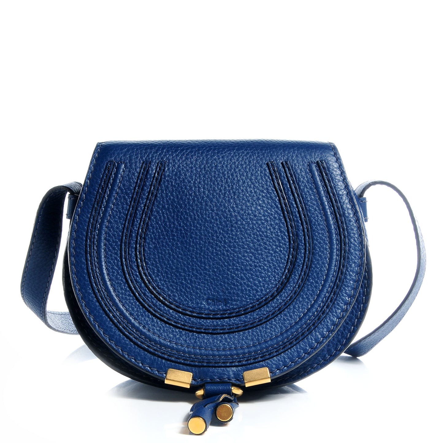 Calfskin Mini Marcie Round Crossbody Bag Royal Navy