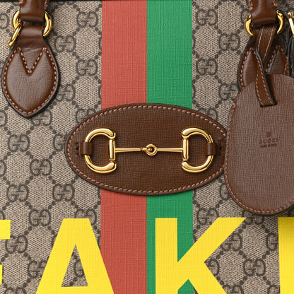 Gucci GG Supreme Monogram Azalea Calfskin Fake/Not Horsebit 1955 Duffle Bag Beige Ebony Brown Sugar 8 of 10