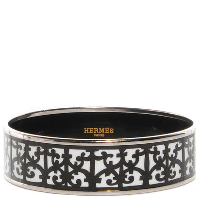 Hermes Enamel Printed Wide Balcons du Guadalquivir Bracelet 70 Black 1 of 5