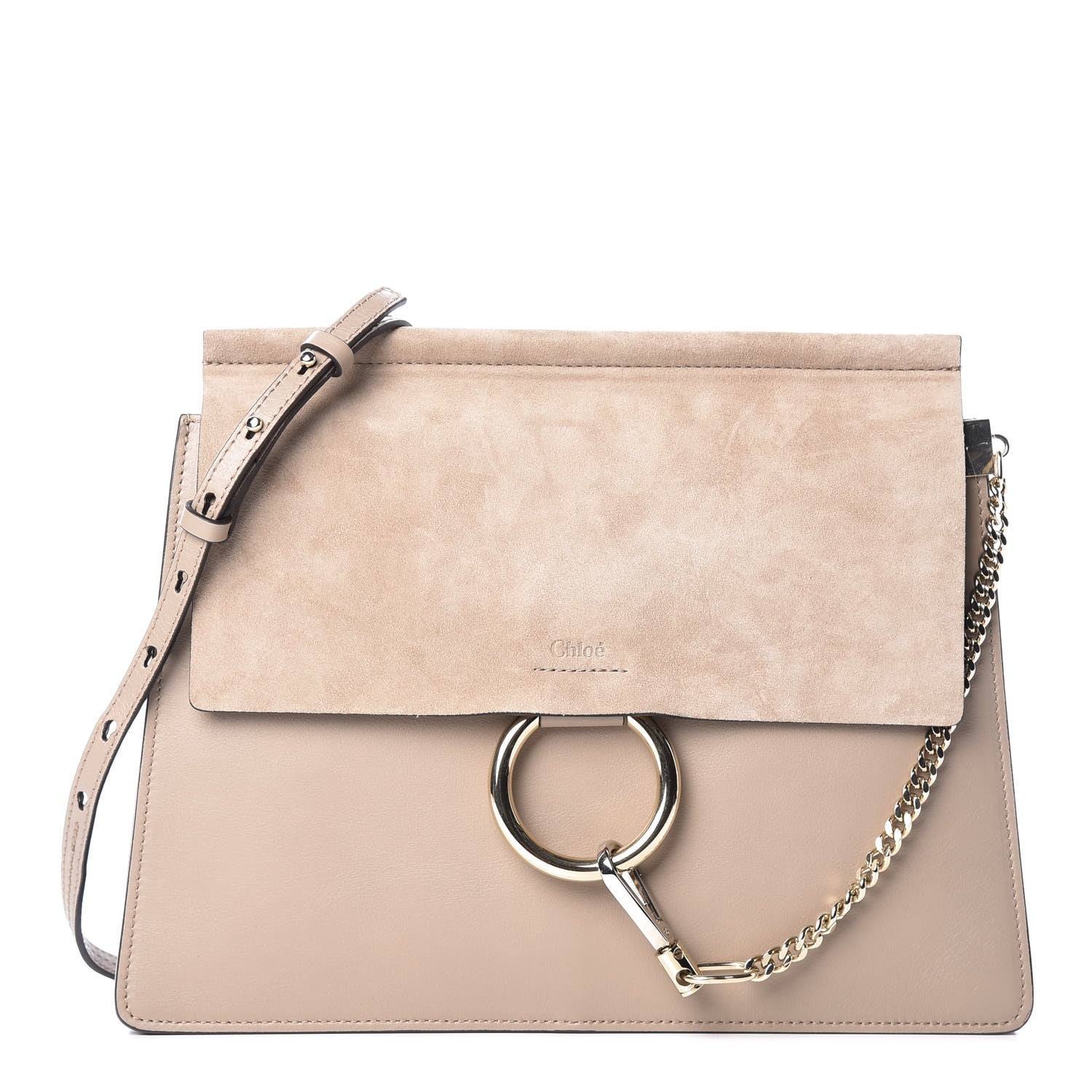Chloe Calfskin Suede Medium Faye Shoulder Bag Motty Grey 1 of 9