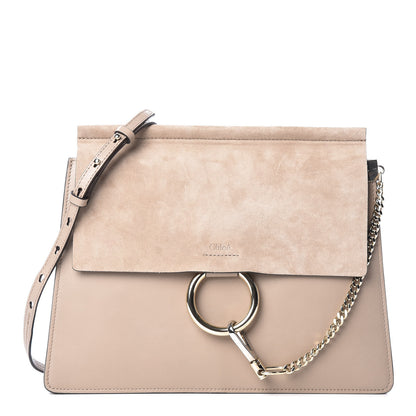 Chloe Calfskin Suede Medium Faye Shoulder Bag Motty Grey 1 of 9