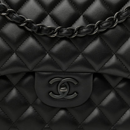 Chanel Lambskin Quilted Jumbo Double Flap So Black 8 of 12