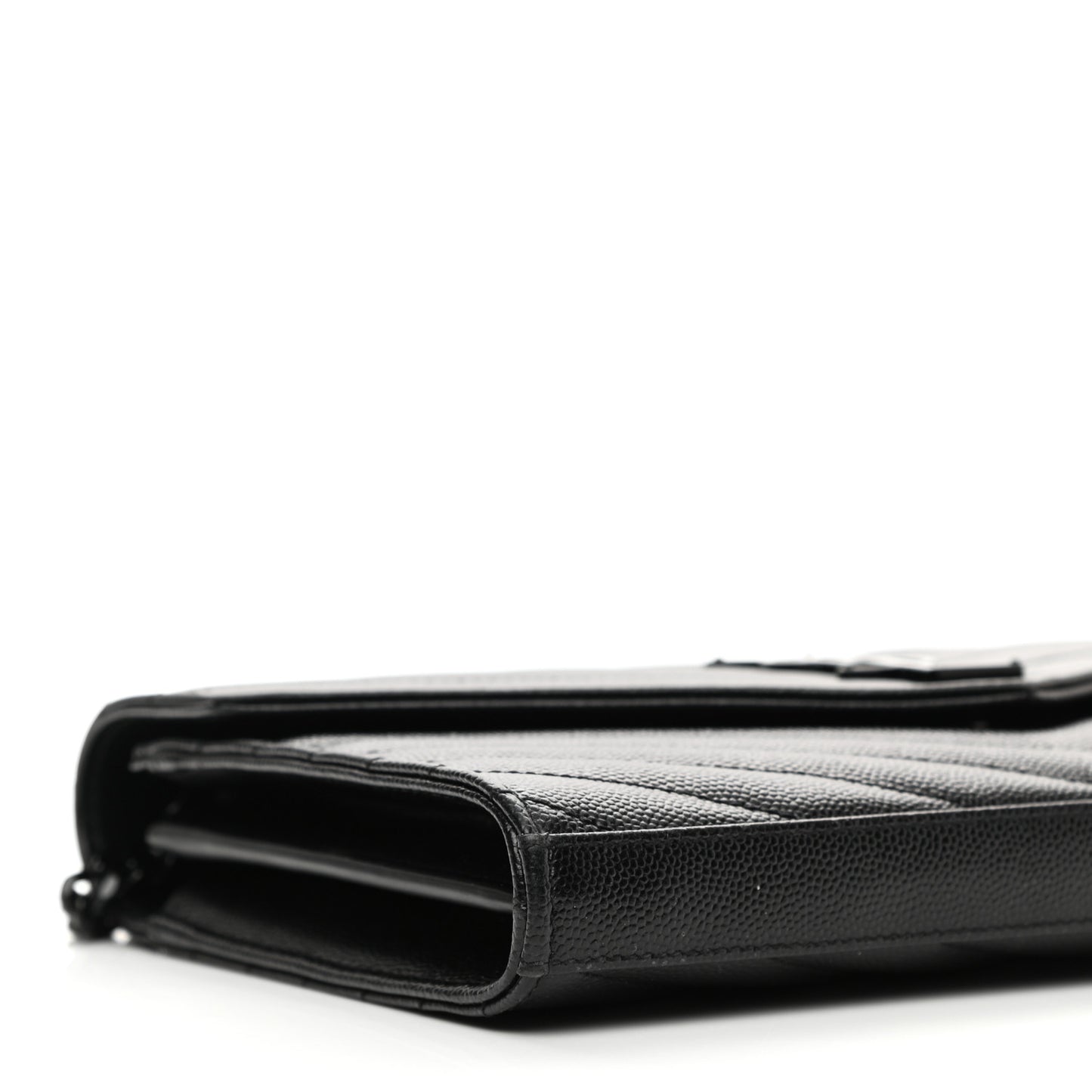 Grain De Poudre Matelasse Chevron Monogram Chain Wallet Black