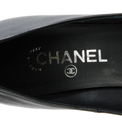 Chanel Calfskin Silver Cap Toe CC Pumps 40.5 Black 7 of 9