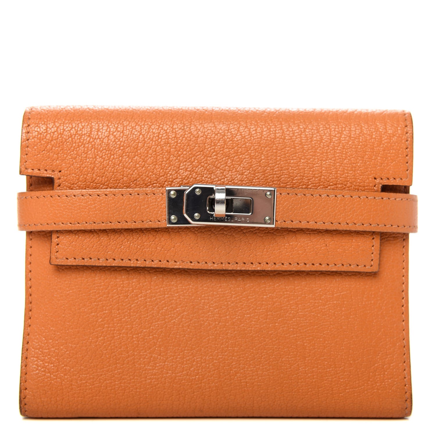 Hermes Chevre Mysore Kelly Compact Wallet Orange 1 of 7