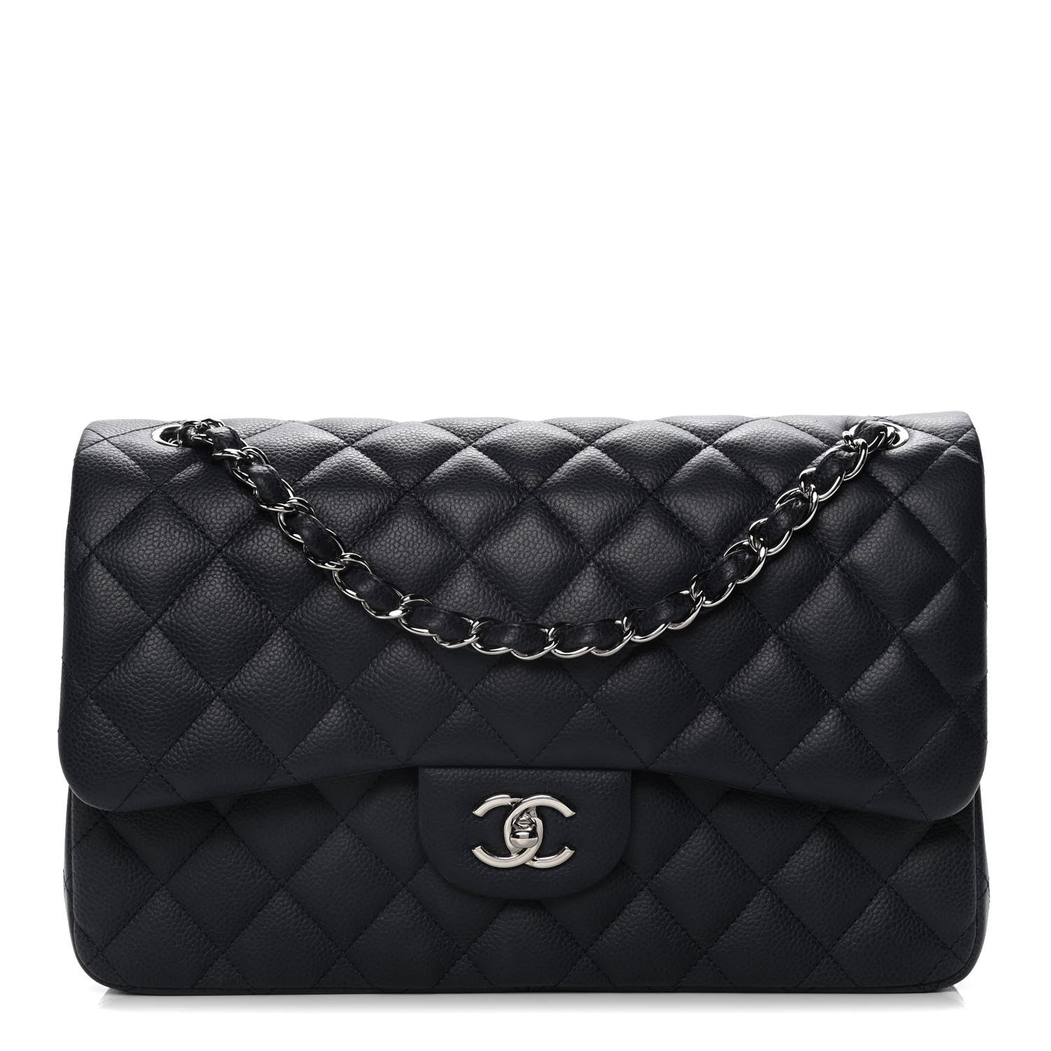 Chanel Caviar Quilted Jumbo Double Flap Navy Blue 1 of 12