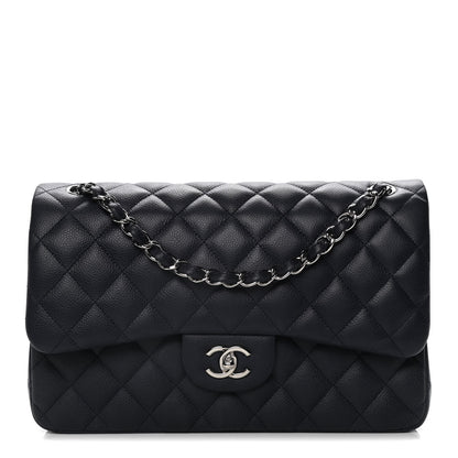 Chanel Caviar Quilted Jumbo Double Flap Navy Blue 1 of 12