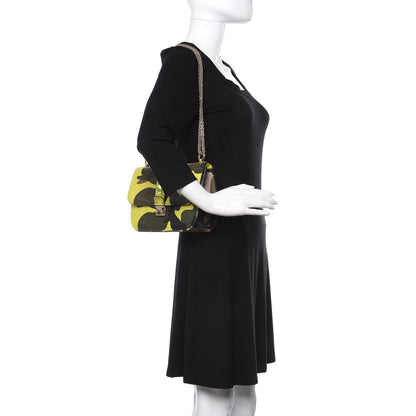 Valentino Garavani Nappa Canvas Camouflage Medium Glam Lock Rockstud Flap Fluo Yellow 2 of 14