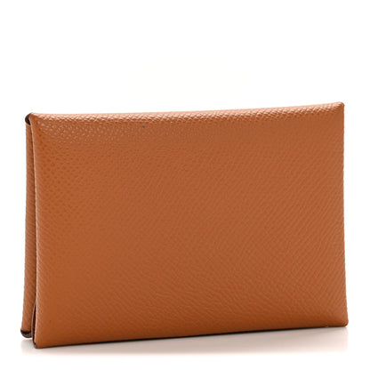 Hermes Epsom Calvi Duo Card Case Gold 3 of 9