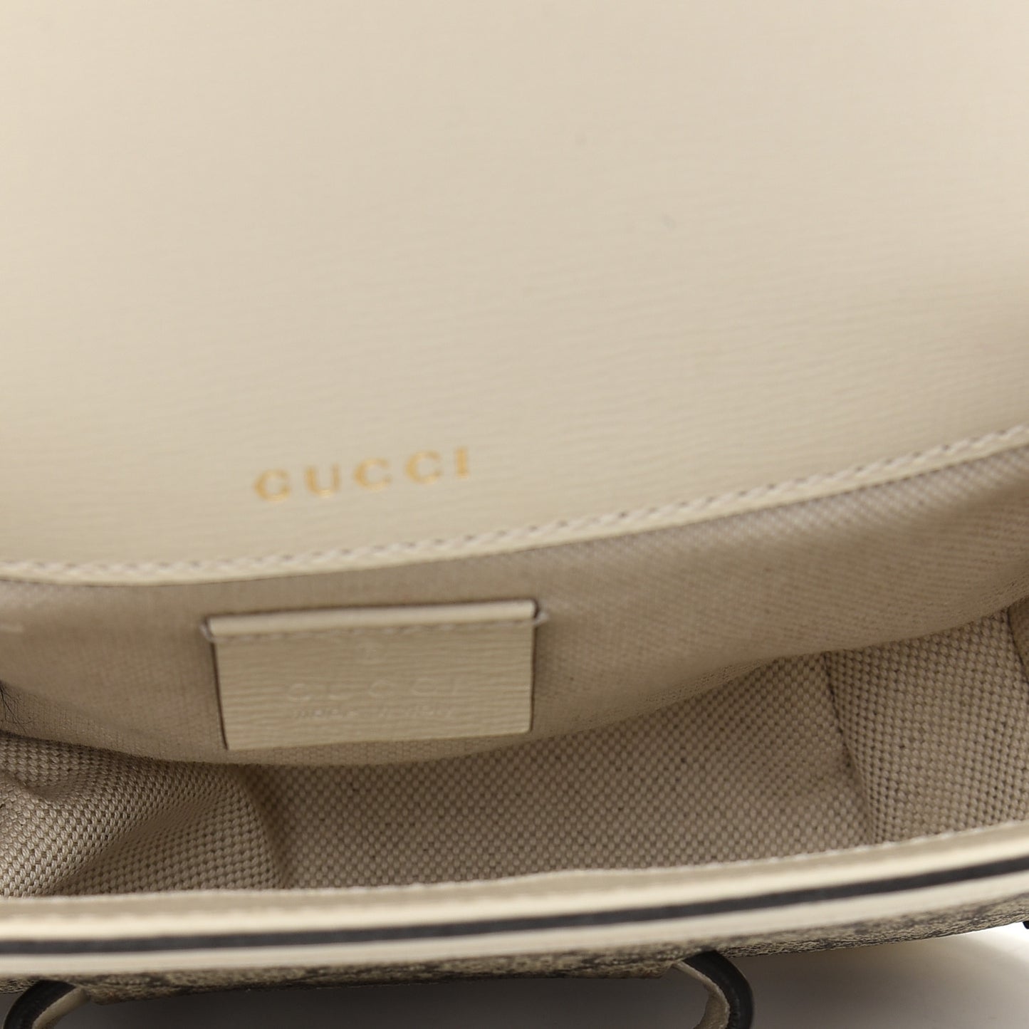 GG Supreme Monogram Web Mini Horsebit 1955 Shoulder Bag Beige Mystic White
