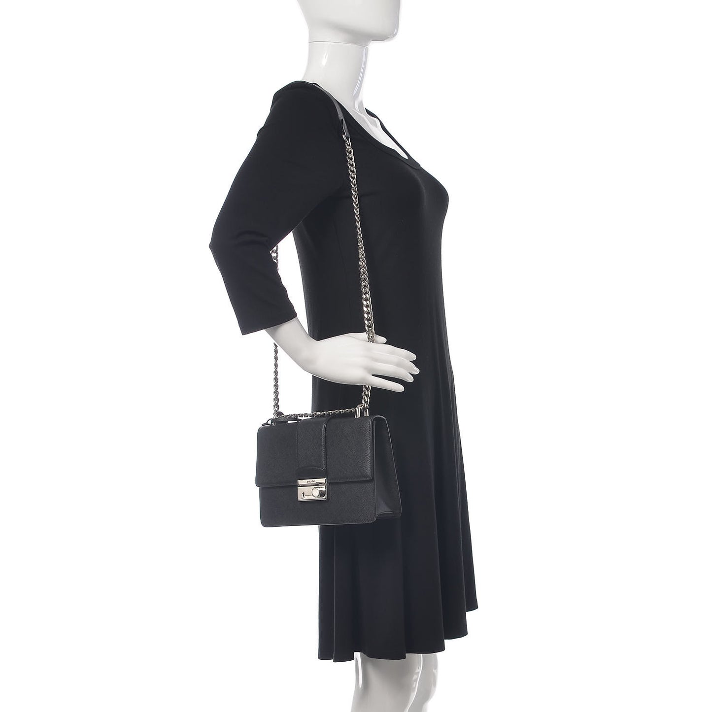 Saffiano Pattina Crossbody Bag Black