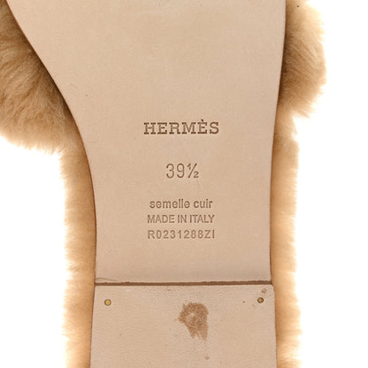 Hermes Woolskin Oran Sandals 39.5 Beige Argile 6 of 8