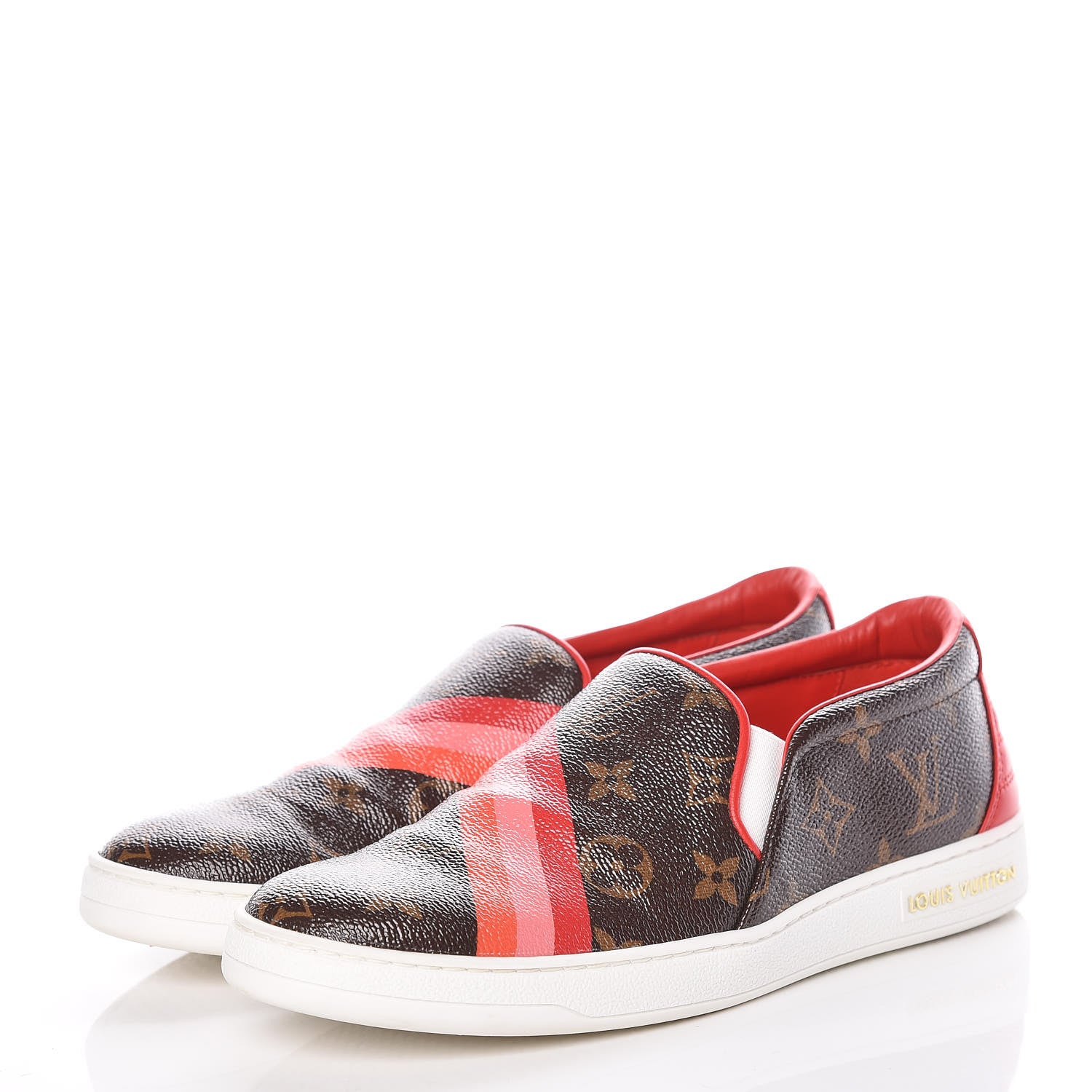 Louis Vuitton Monogram Frontrow Slip On Sneakers 37.5 Rouge 3 of 9