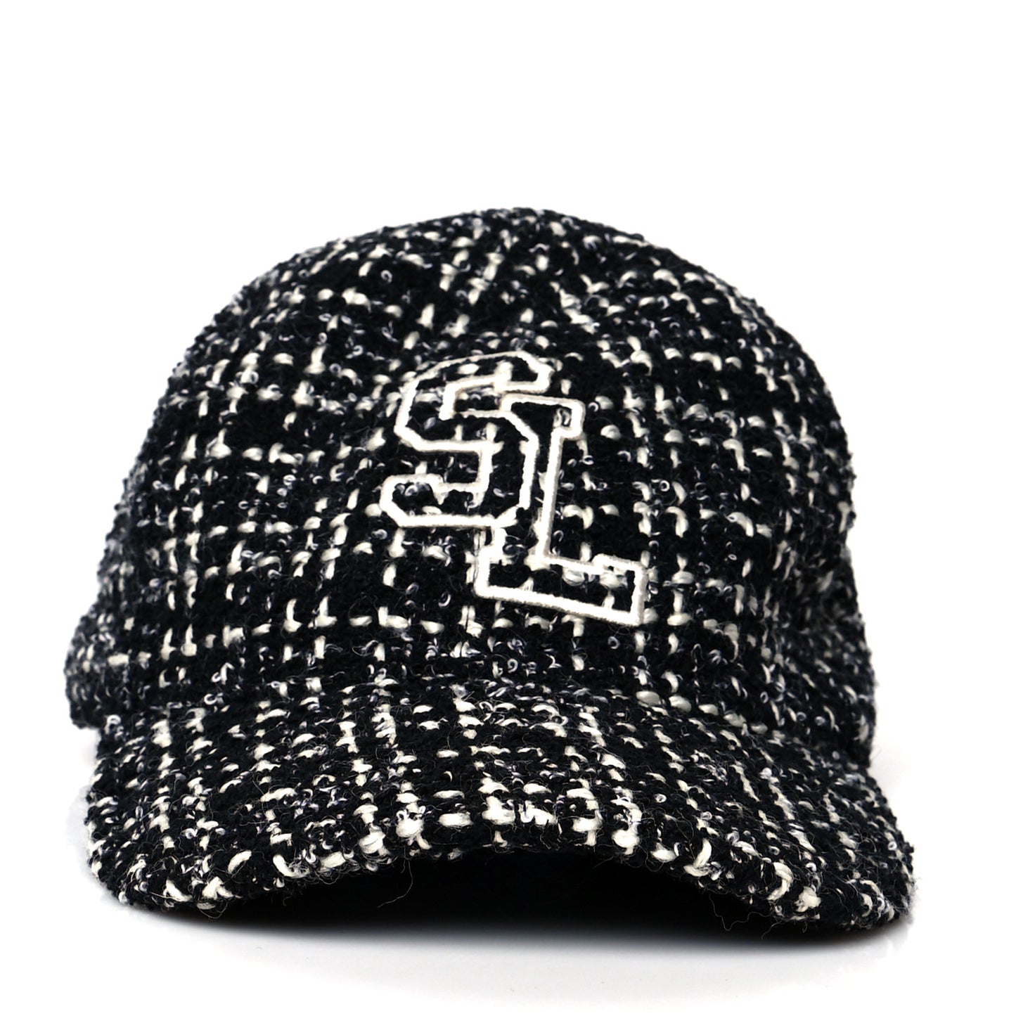 Wool Tweed Embroidered Baseball Cap 57 Black
