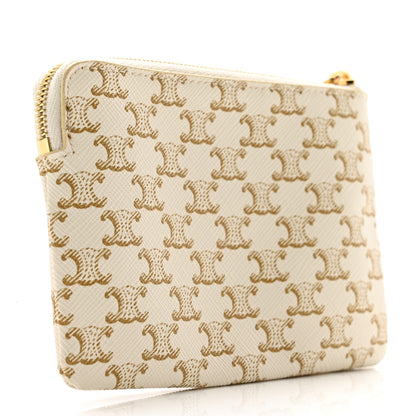 Celine Triomphe Canvas Coin and Card Pouch White 3 of 8