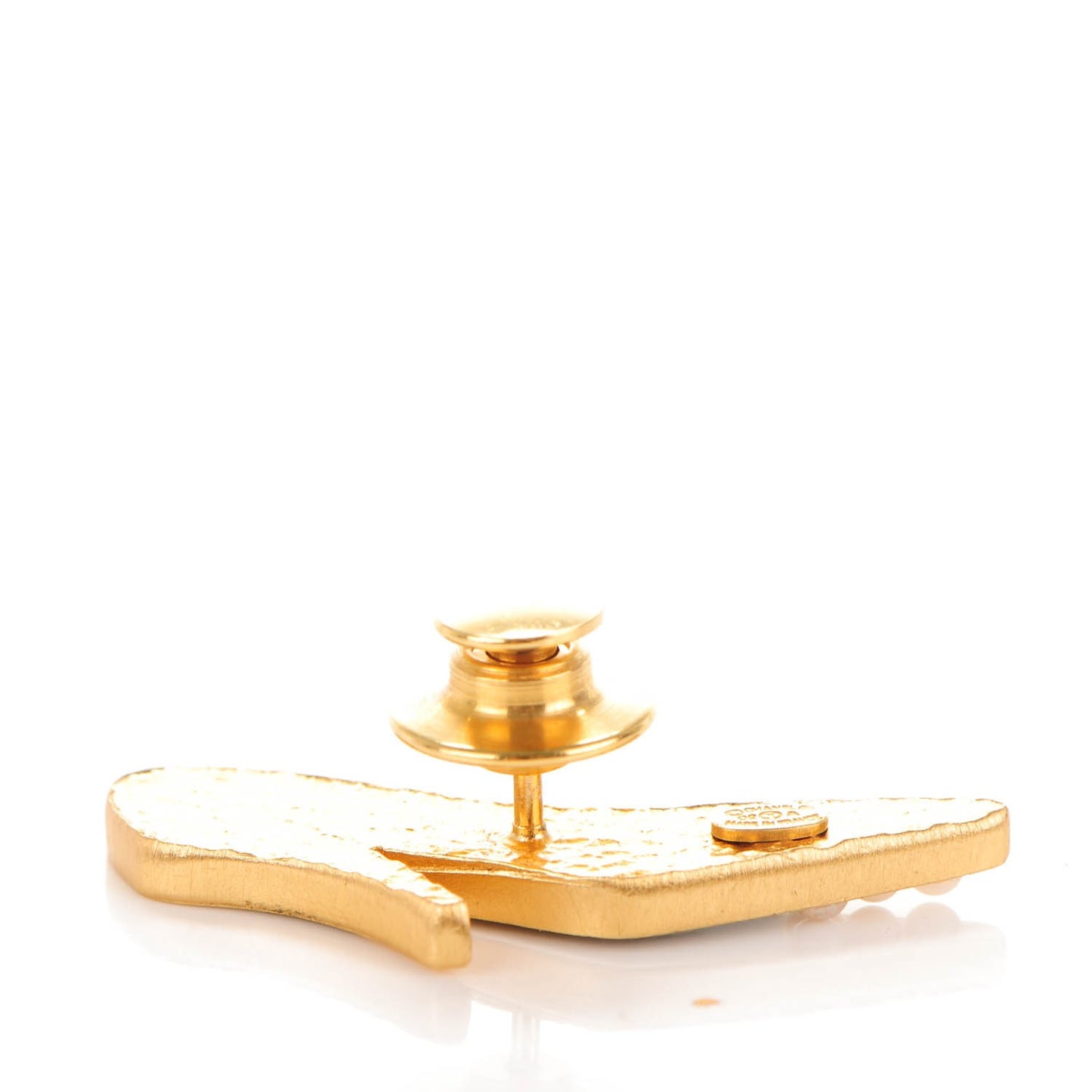 Enamel Pearl CC Pump Brooch Black Gold