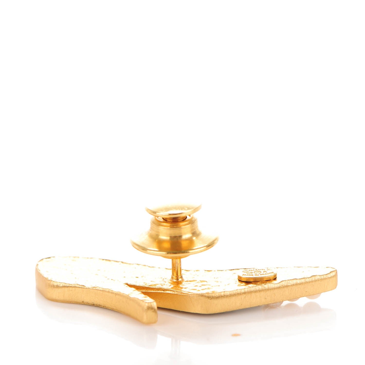 Chanel Enamel Pearl CC Pump Brooch Black Gold 4 of 5