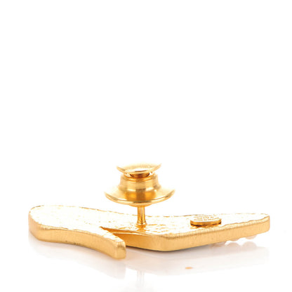 Chanel Enamel Pearl CC Pump Brooch Black Gold 4 of 5