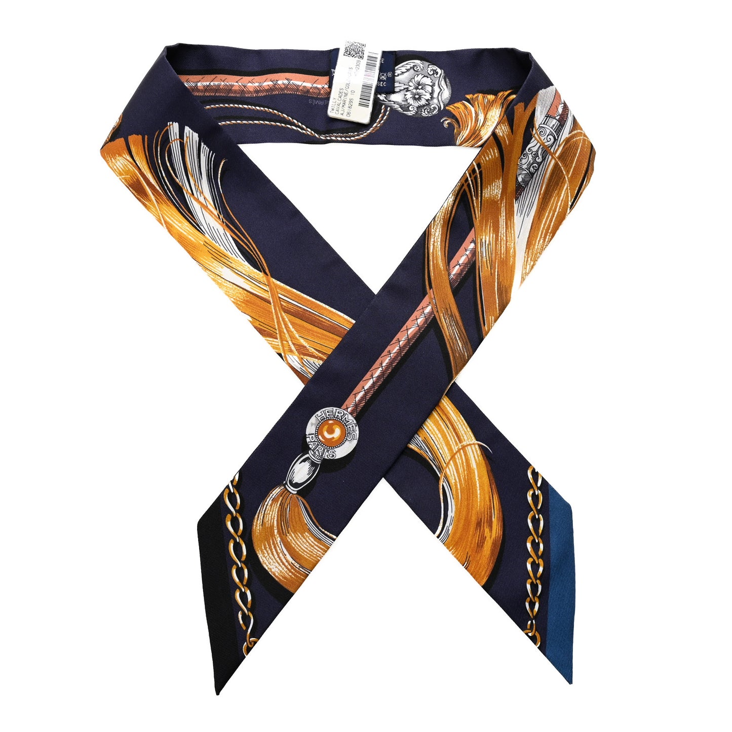 Silk Cavalcades Twilly Marine Gold Gris