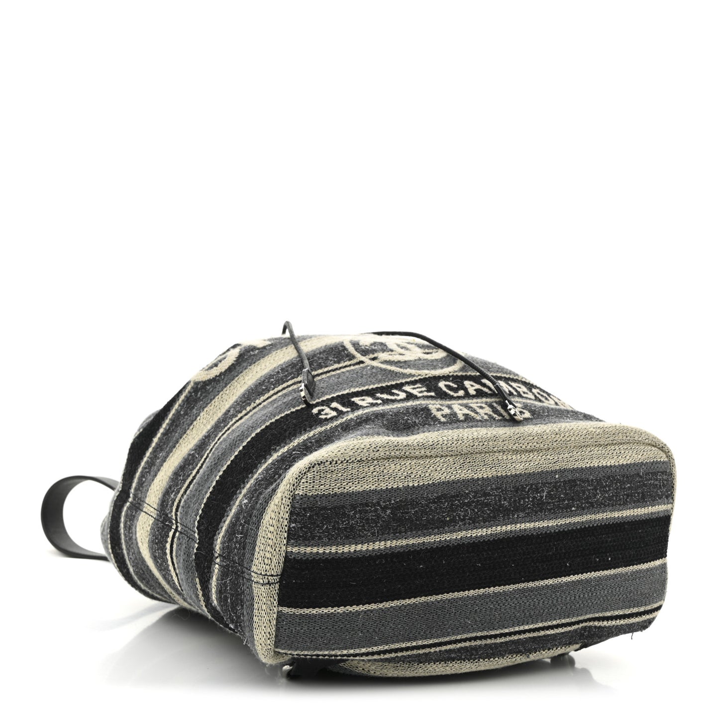 Striped Canvas Large Deauville Backpack Gray Black