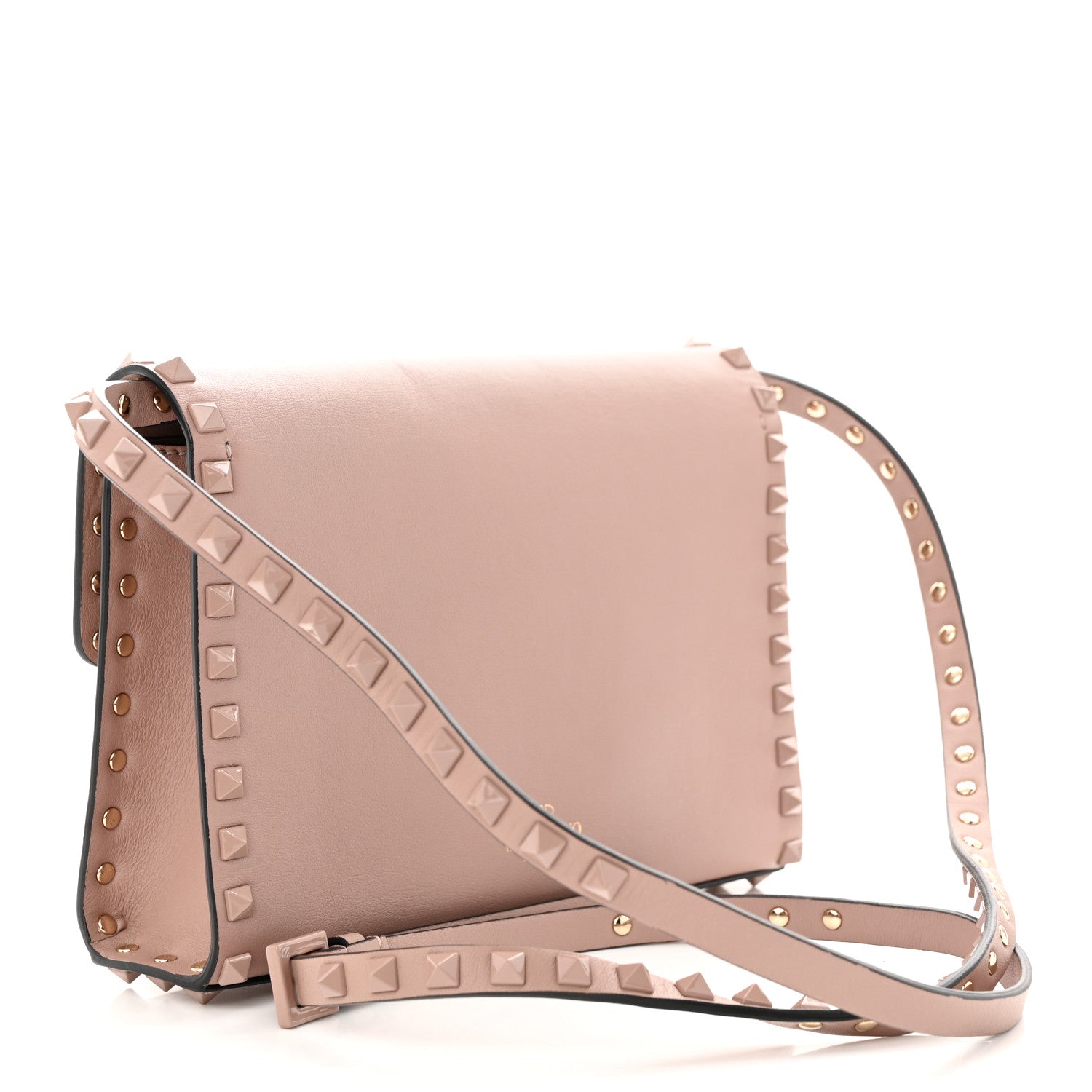 Valentino Garavani Vitello Monochrome Medium Rockstud Flip Lock Crossbody Bag Poudre 3 of 9