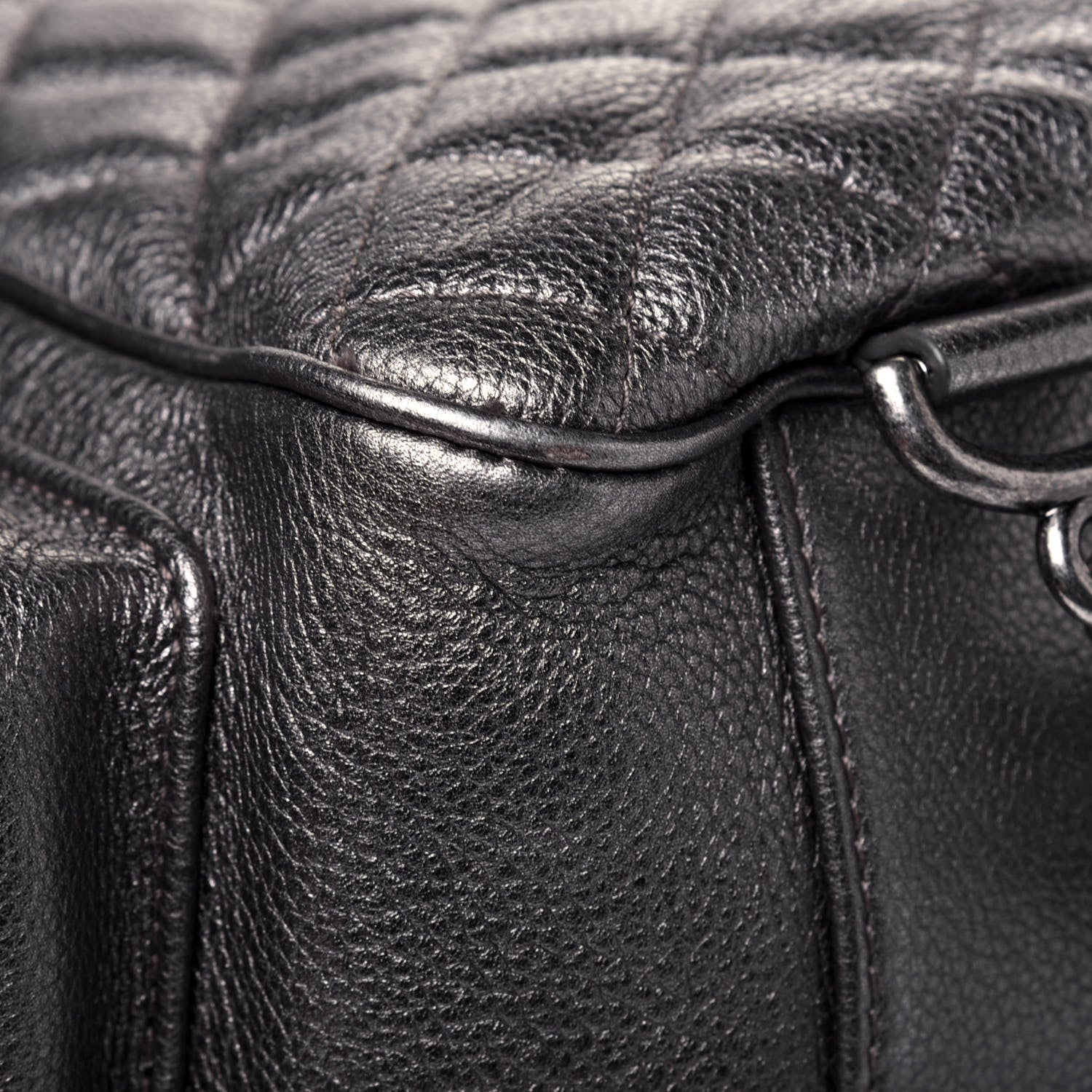 Chanel Metallic Grained Calfskin Quilted Large Casual Rock Backpack Charcoal 12 of 14
