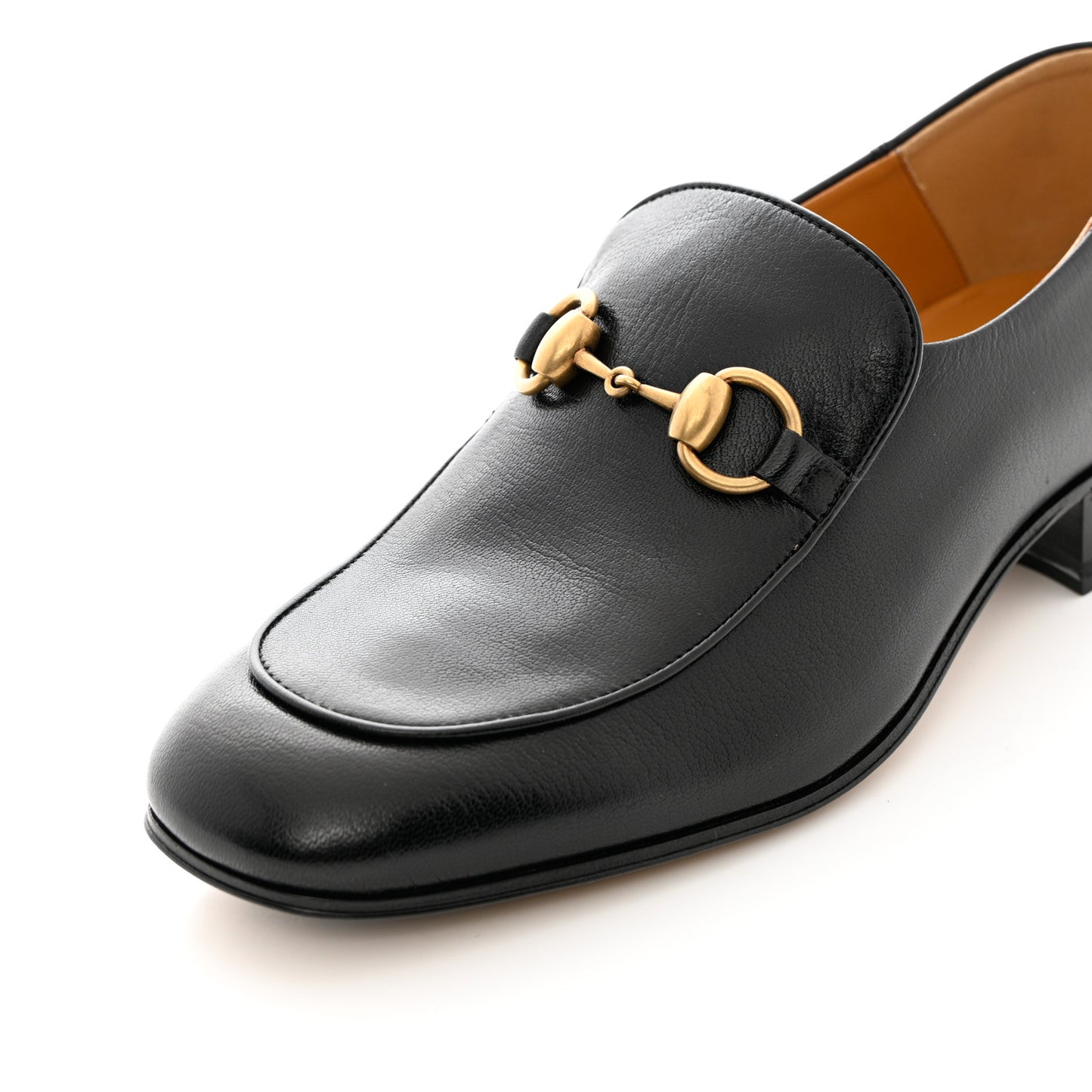 Goatskin Womens Horsebit Mid-Heel Loafers 38 Black