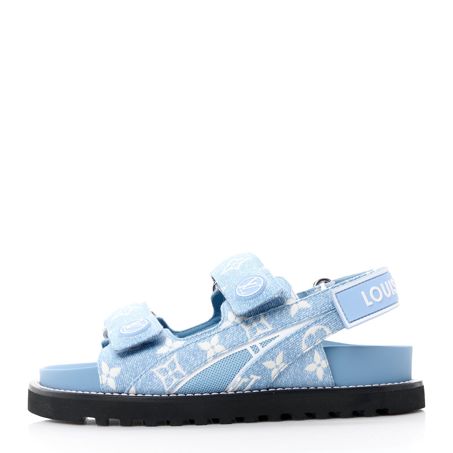 Monogram Denim Paseo Flat Comfort Sandals 35 Light Blue