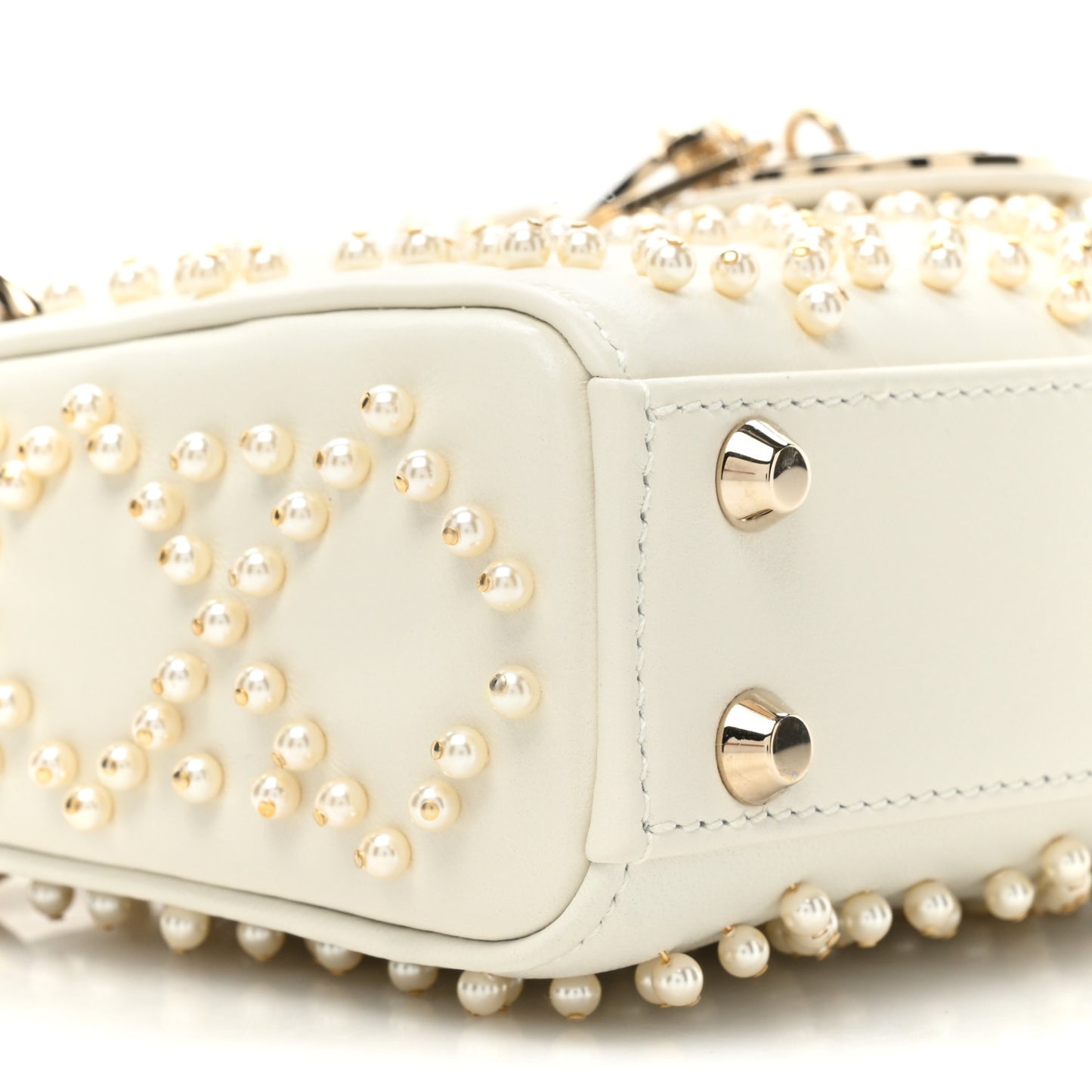 Lambskin Pearl Cannage Micro Lady Dior Latte