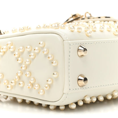 Christian Dior Lambskin Pearl Cannage Micro Lady Dior Latte 9 of 10