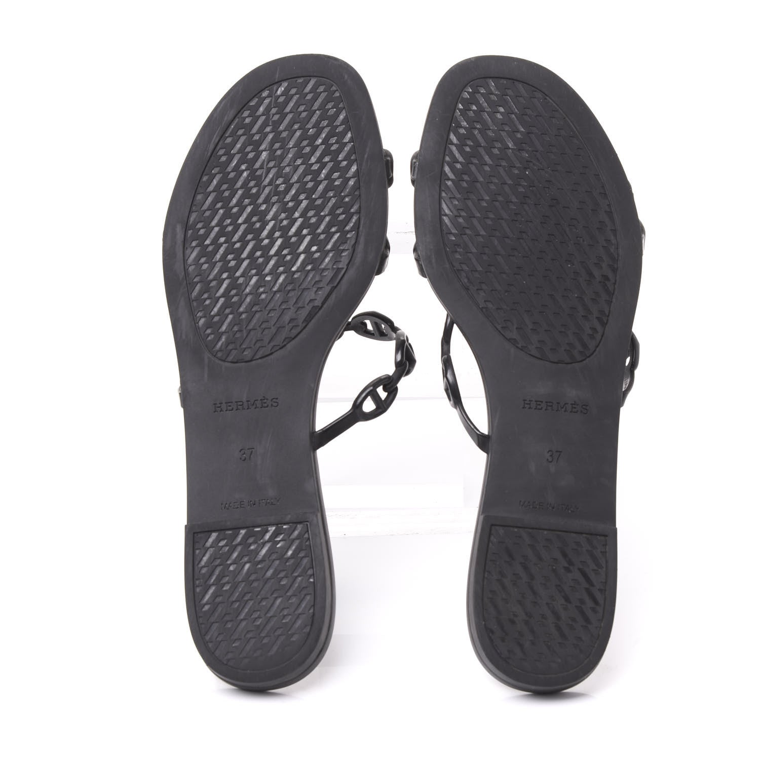 Hermes Rubber Chaine d'Ancre Rivage Sandals 37 Black 5 of 9