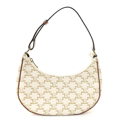 Celine Canvas Calfskin Ava Triomphe Shoulder Bag White 1 of 10