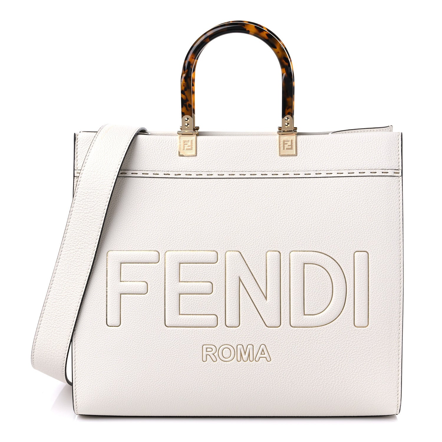 Fendi Vitello Cher Plexiglass Medium Fendi Sunshine Shopper Tote White Ice 1 of 8
