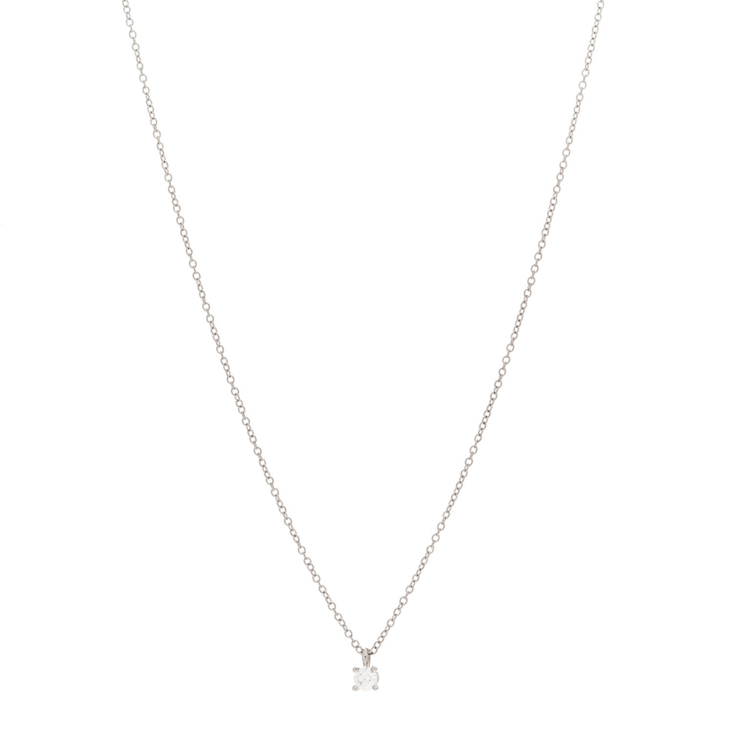 Tiffany Platinum Diamond .12ct Solitaire Pendant Necklace 1 of 4