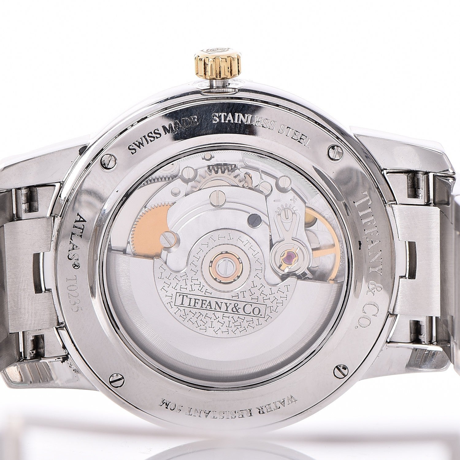 Tiffany Stainless Steel 18K Yellow Gold 37mm Atlas 3-Hand Automatic Watch 6 of 7
