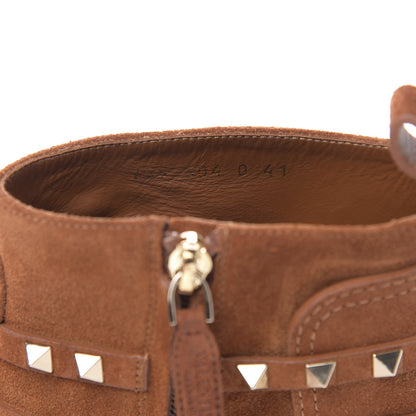 Valentino Garavani Suede Rockstud Double Buckle 50mm Cowboy Ankle Boots 41 Selleria 7 of 10