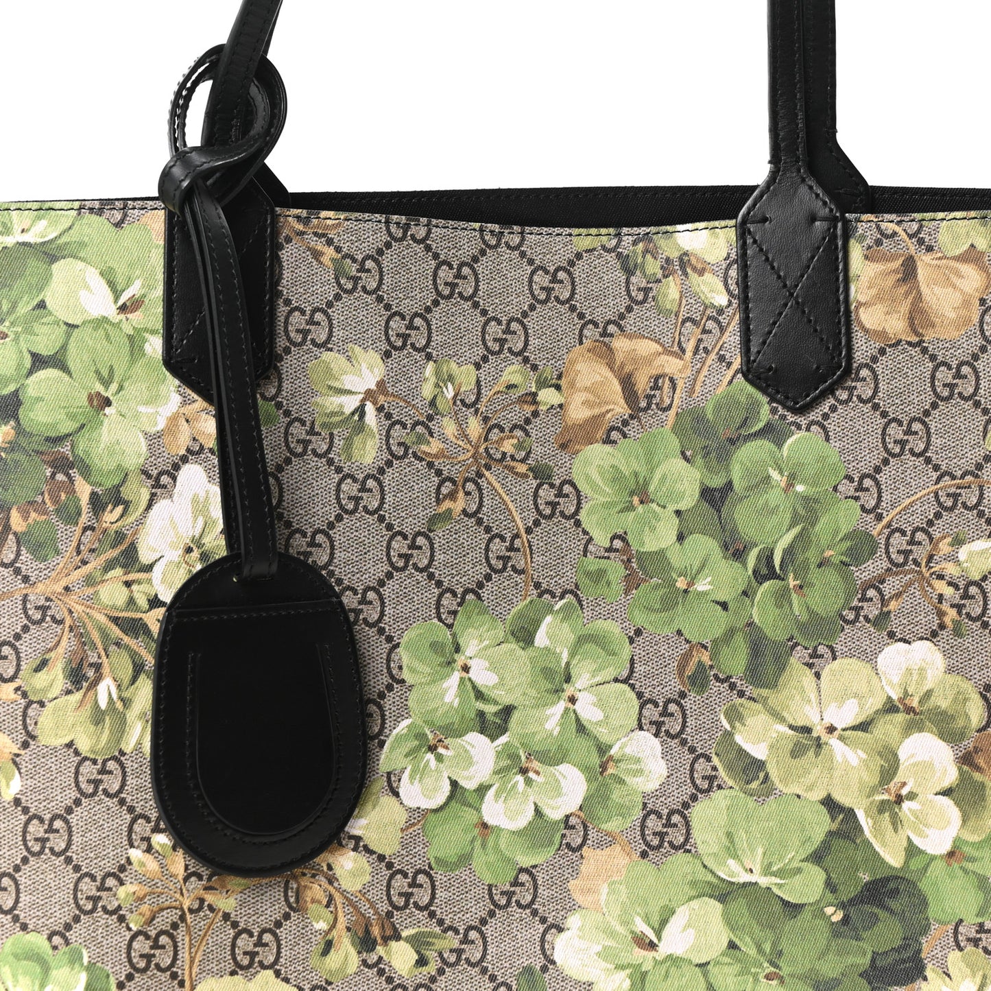 GG Supreme Monogram Blooms Medium Reversible Tote Beige New Military Black