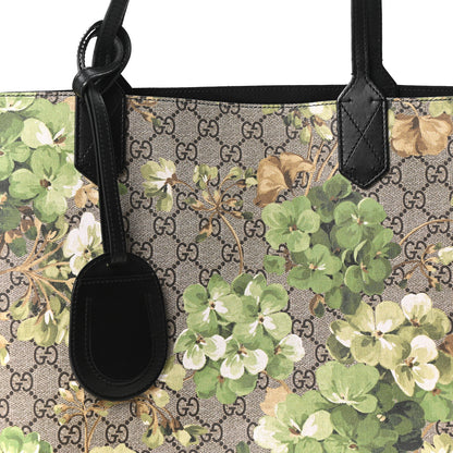 Gucci GG Supreme Monogram Blooms Medium Reversible Tote Beige New Military Black 10 of 15
