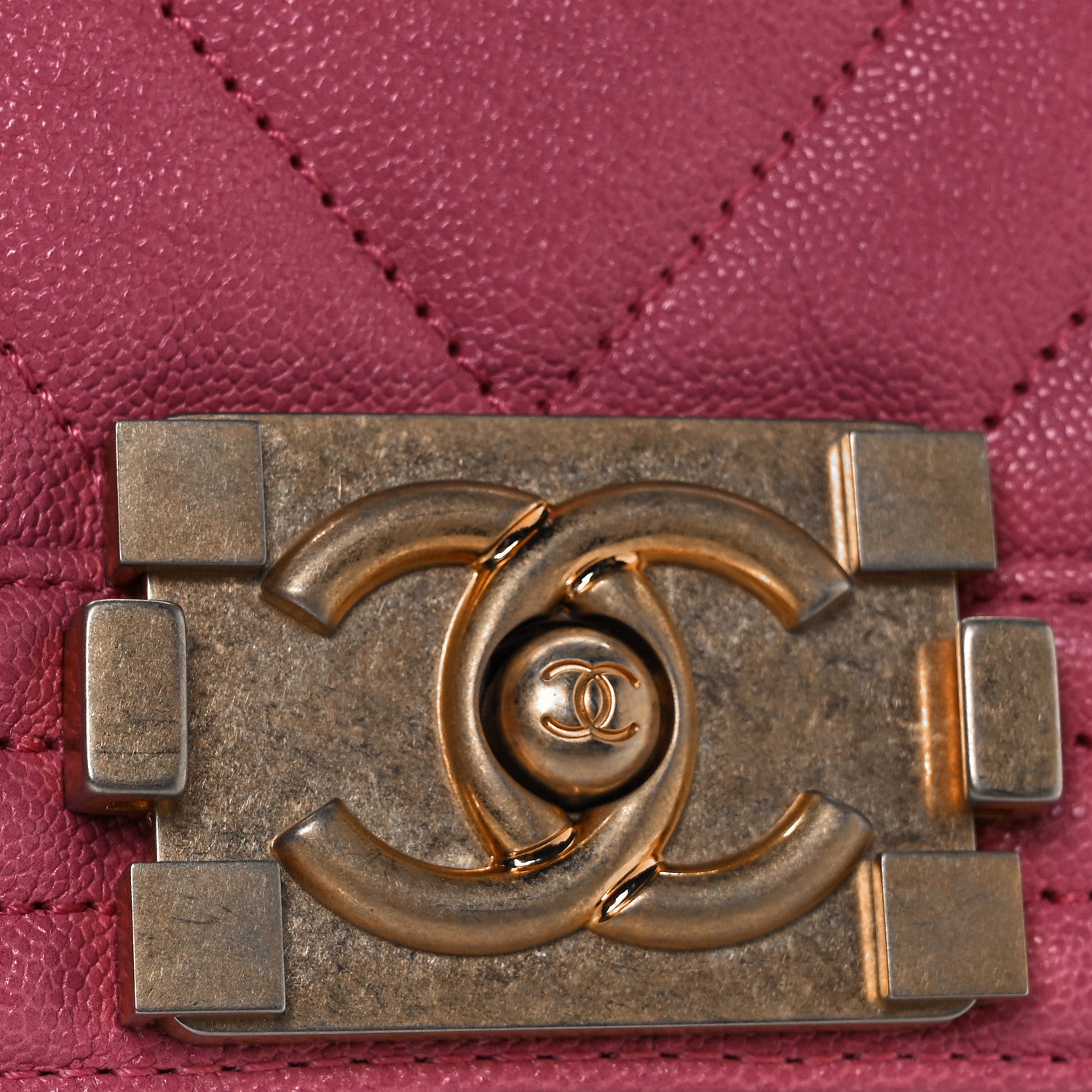 Chanel Caviar Chevron Quilted Small Boy Flap Dark Pink 32 of 40