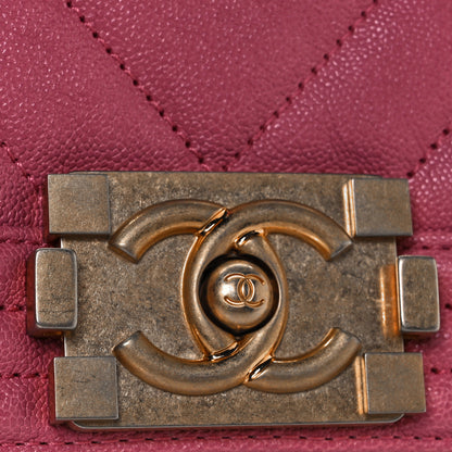 Chanel Caviar Chevron Quilted Small Boy Flap Dark Pink 32 of 40