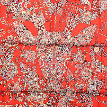 Hermes Silk La Legende De La Fore Scarf 90 Rouge White Bordeaux 3 of 3