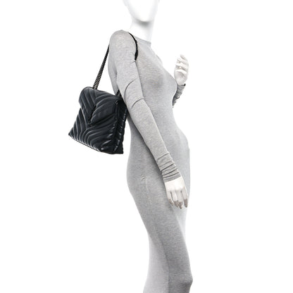 Saint Laurent Calfskin Y Quilted Monogram Monochrome Medium Loulou Chain Satchel Black 2 of 11