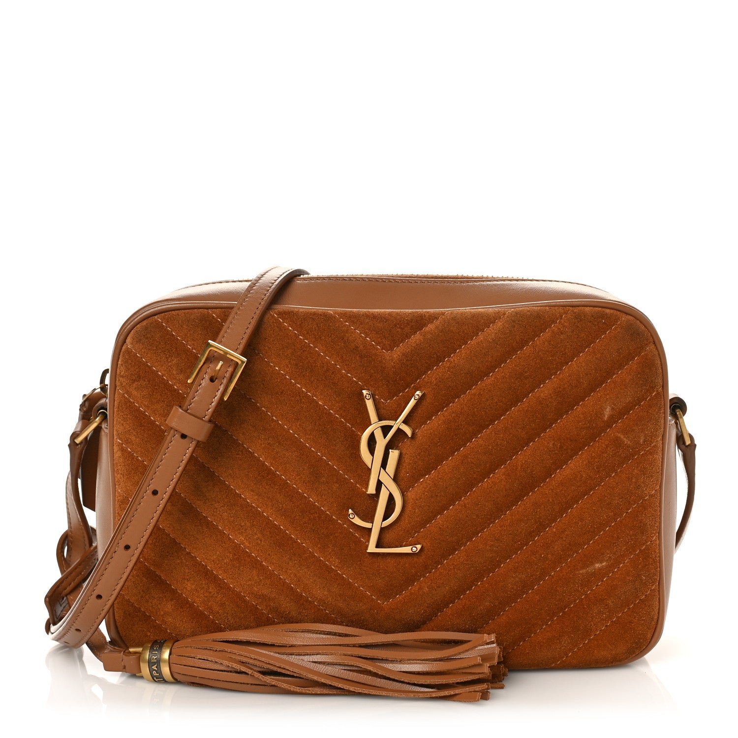 Saint Laurent Suede Matelasse Monogram Lou Camera Bag Cinnamon 1 of 9