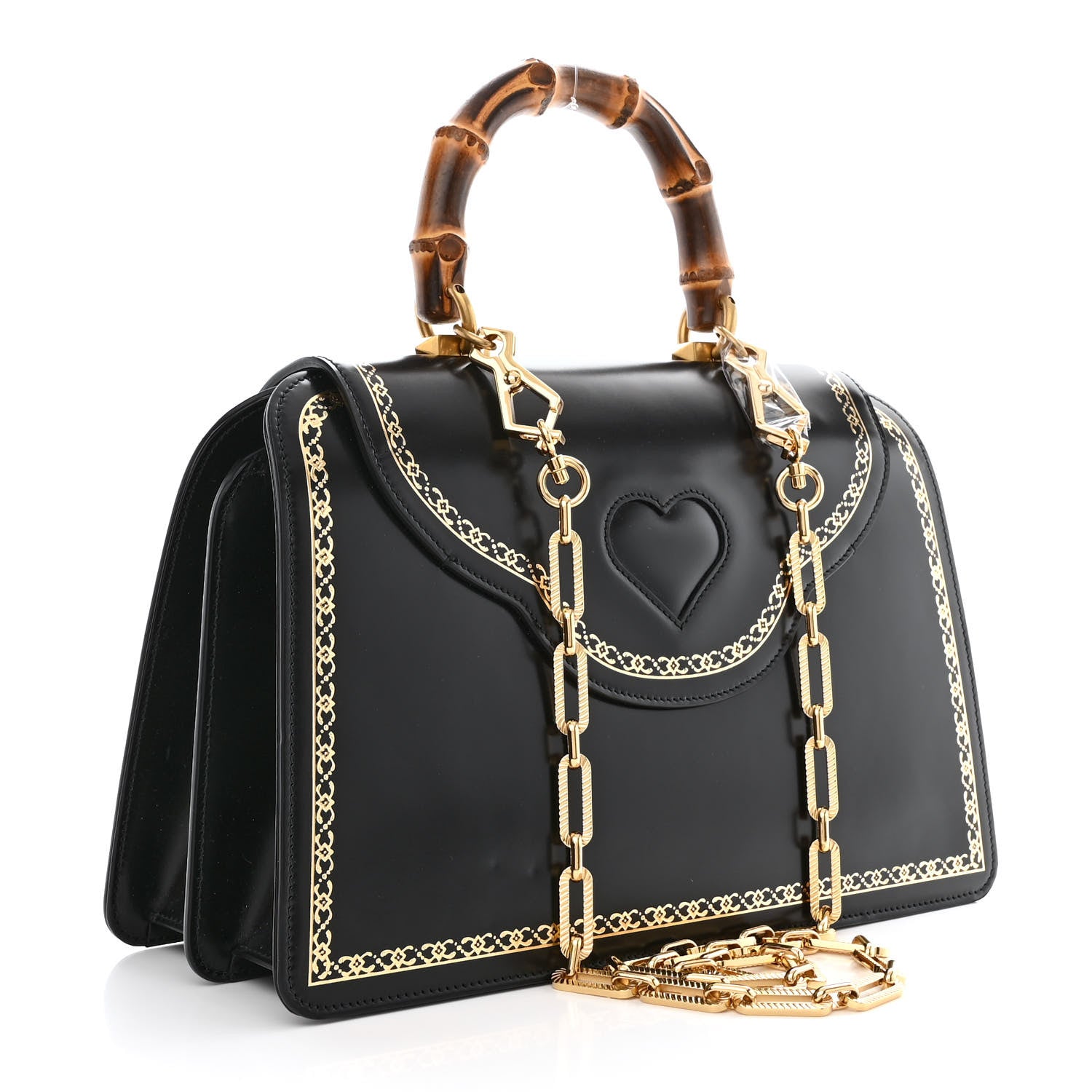 Gucci Calfskin Bamboo Medium Thiara Top Handle Bag Black 3 of 10