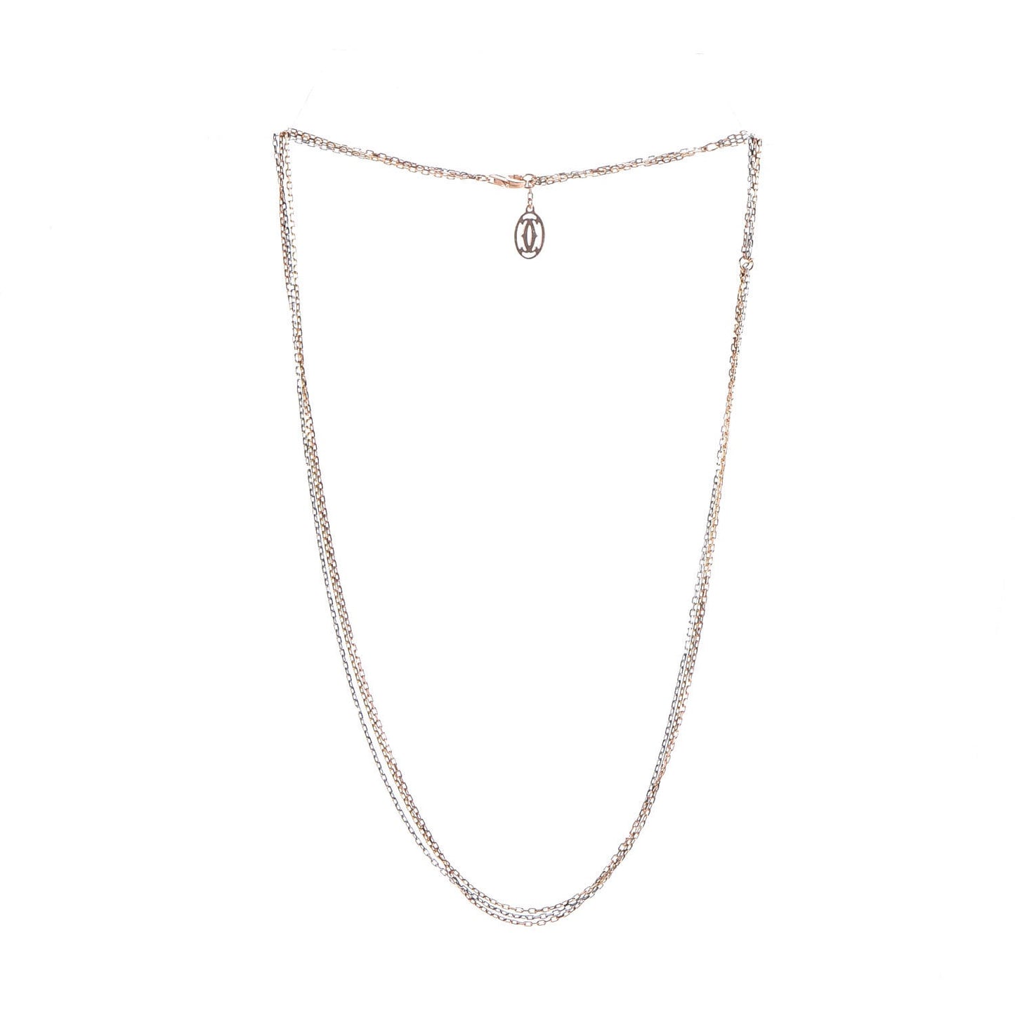 18K Pink Yellow White Gold Three Chain Necklace