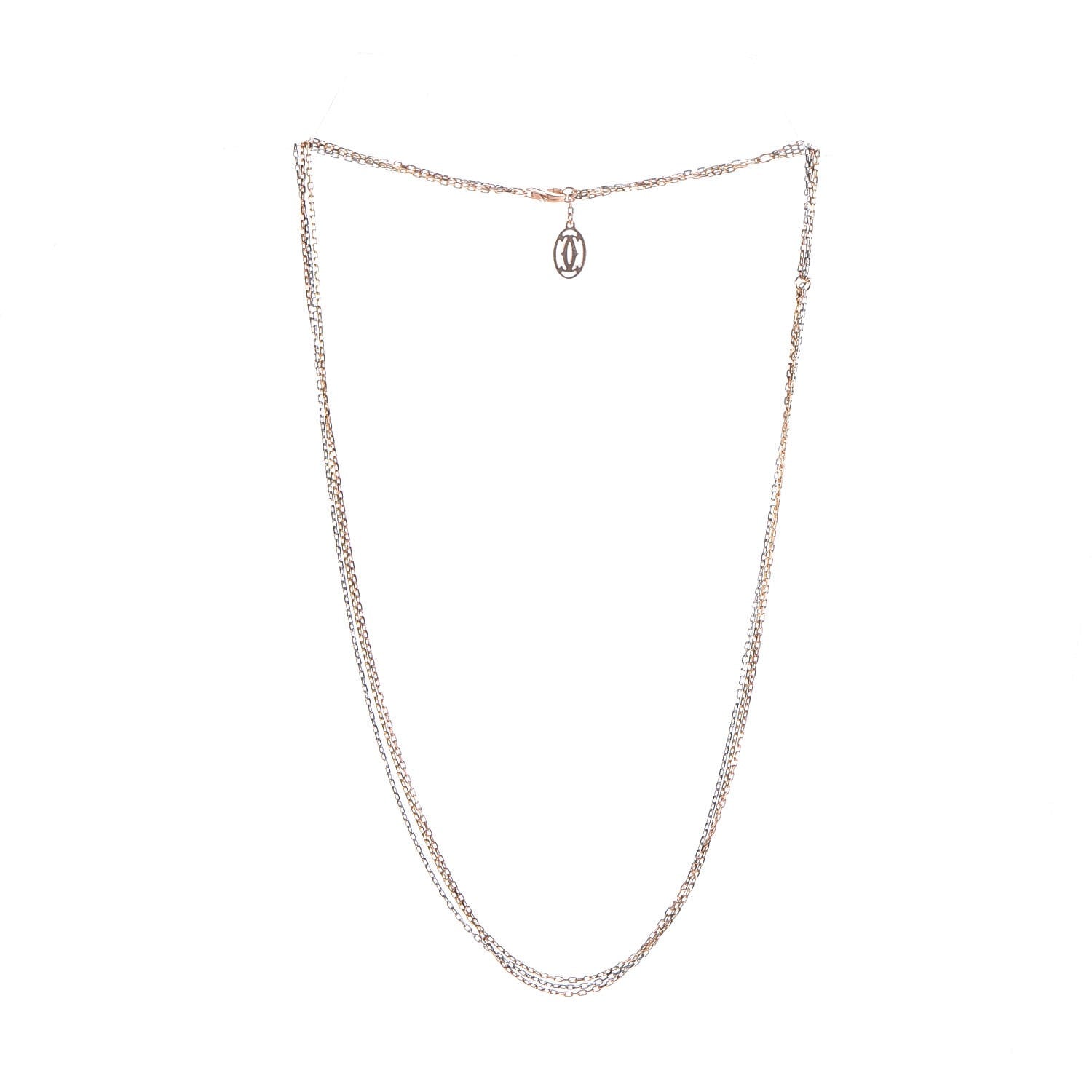 Cartier 18K Pink Yellow White Gold Three Chain Necklace 3 of 8