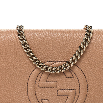 Gucci Pebbled Calfskin Medium Soho Flap Crossbody Camelia 8 of 10