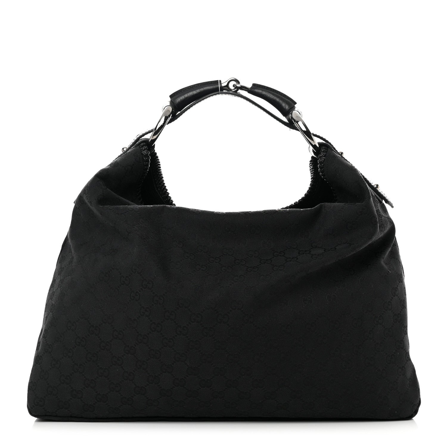 Gucci Monogram Large Horsebit Chain Hobo Black 1 of 12