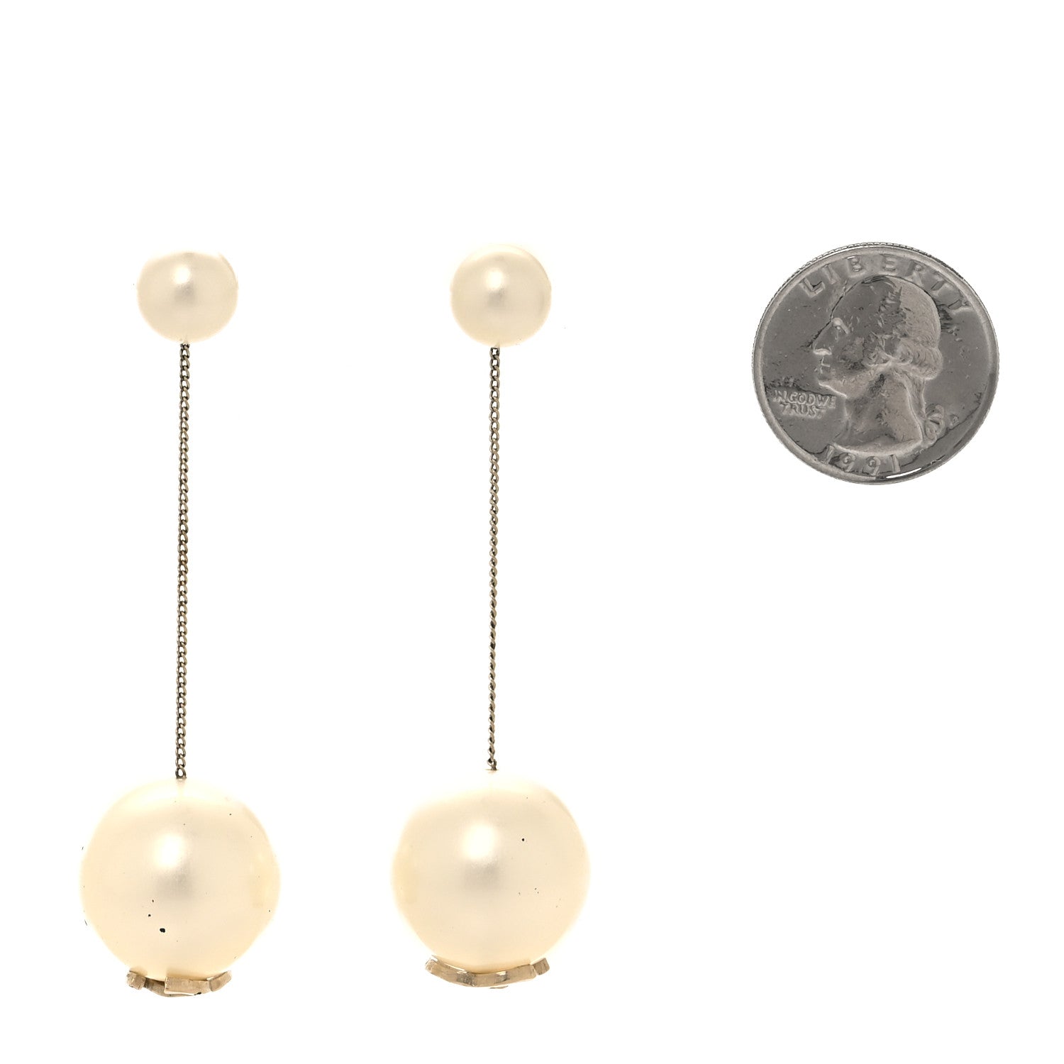 Chanel Pearl CC Chain Drop Earrings Gold 2 of 5