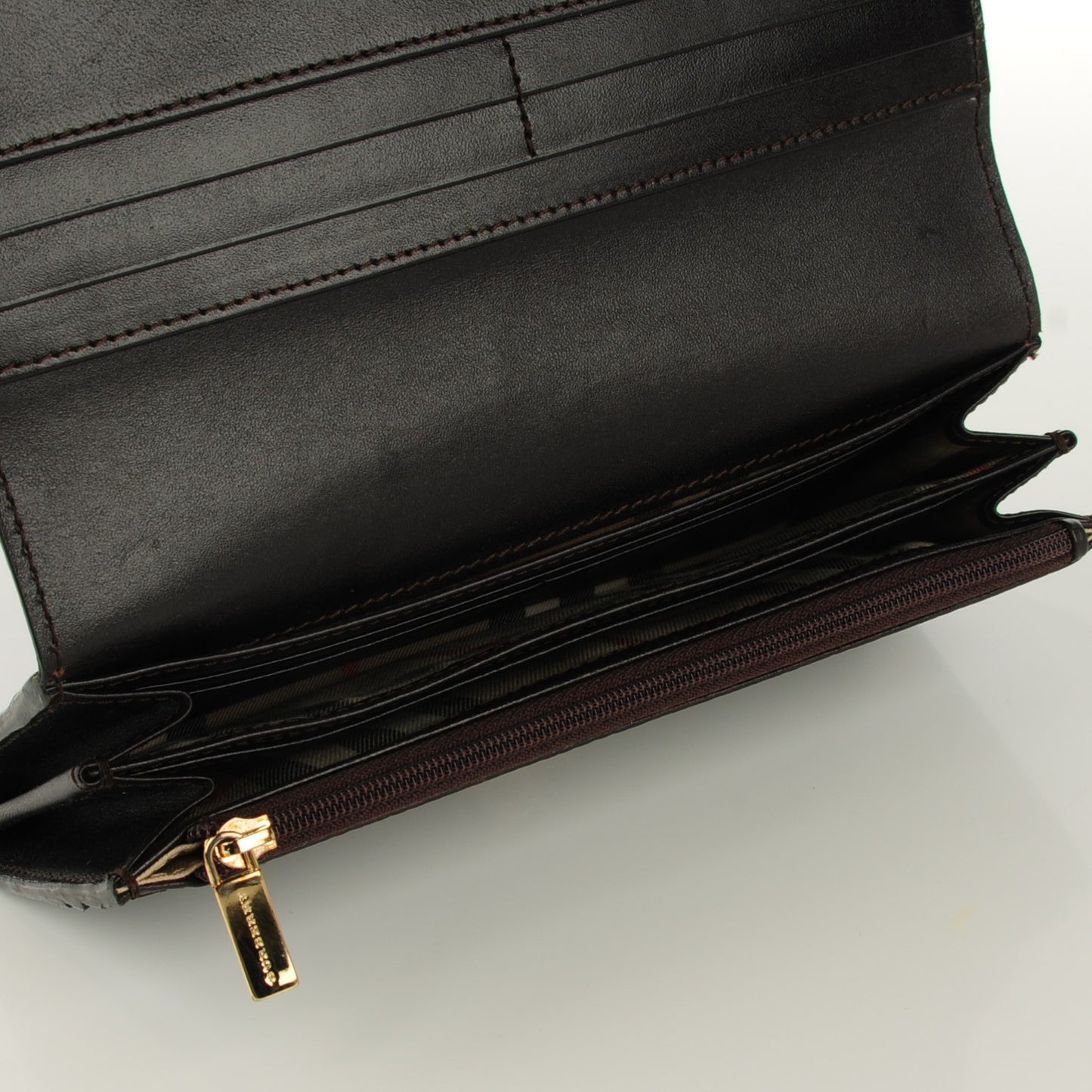Grainy Calfskin Penrose Continental Wallet Dark Chocolate